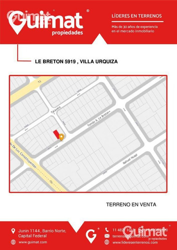Imagen 3 de 13 de Excelente Terreno - Villa Urquiza - Lideres En Terrenos - Guimat Propiedades