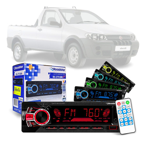 Aparelho Bluetooth/usb/aux/sd Controle Roadstar Fiat Strada