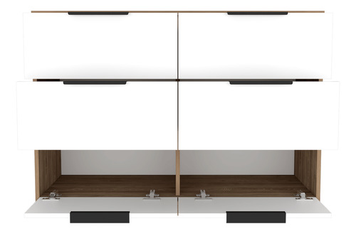 Comoda Kassio Dos Puertas Abatibles Café Claro Y Blanco