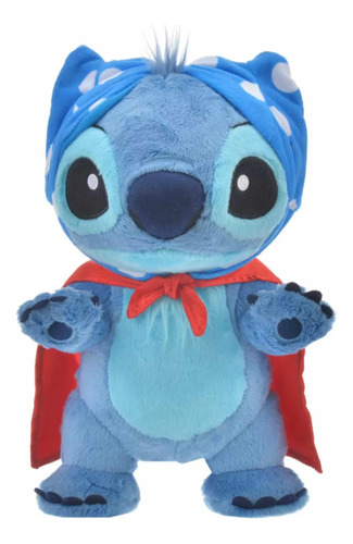 Stitch Peluche Super Heroe 30cm Con Capa Disney Japon 
