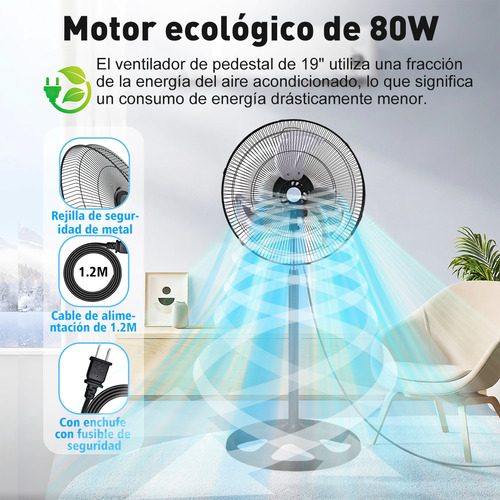 Ventilador de 19 pulgadas, 3 in 1 wall, metal, 4 velocidades