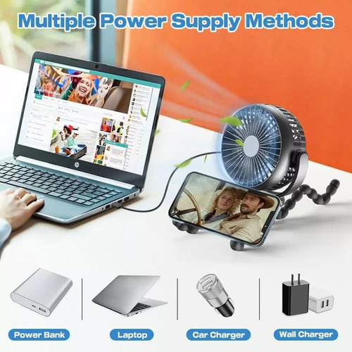 Ventilador De Mesa Usb 3600mah Para Niños En Cochecitos Bebé