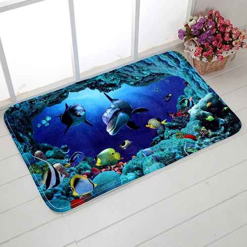 Anriy Juego De 3 Tapetes De Baño Con Diseño De Delfín Azul