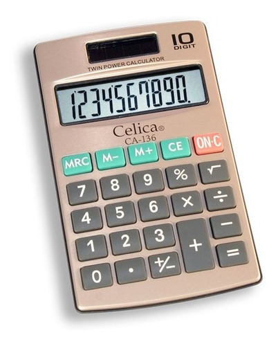 Calculadora Celica Ca-136 Bolsillo 10 Dig Dual Metálica /v