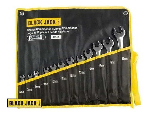 Juego De Llaves Combinadas 6-22 Mm X 12 Pcs Black Jack Color Plateado