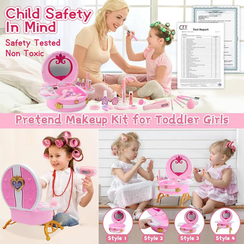 Kit De Maquillaje Para Niñas Juego De Princesa 3-10 Años