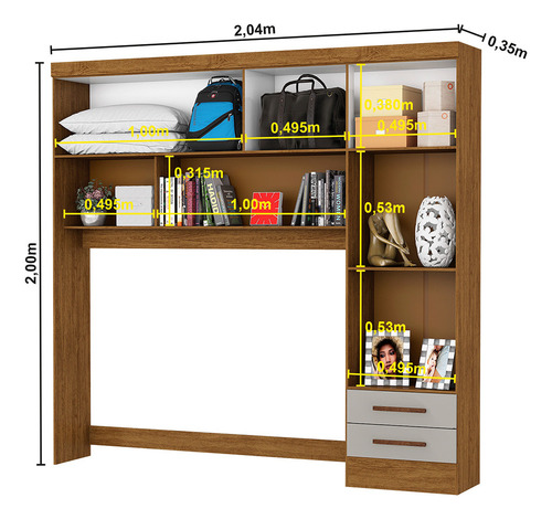 Guarda-roupa Casal Modulado 5 Portas Hercules 4 Portas 4 Gav Cor Cinamomo com Off White