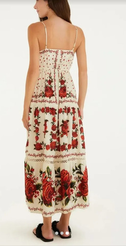 Vestido Longo Farm Estampa Rosalia Bege
