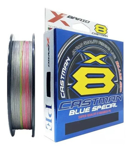 Linha Multifilamento X-braid Castman X8 Blue Special 300m Cor Cinza Diametro: 0.37mm