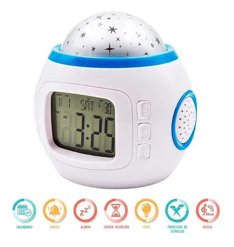 Reloj Despertador Infantil Luces Proyector Alarma Calendario