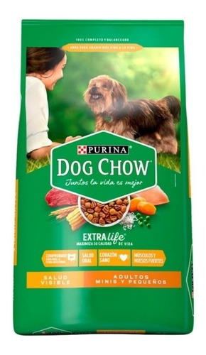 Dog Chow salud visible alimento para perro adulto de raza mini y pequeña sabor carne y pollo 8kg