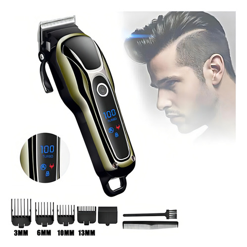 Maquina Cortar Cabelo Kemei Acabamento Perfeito Dourada