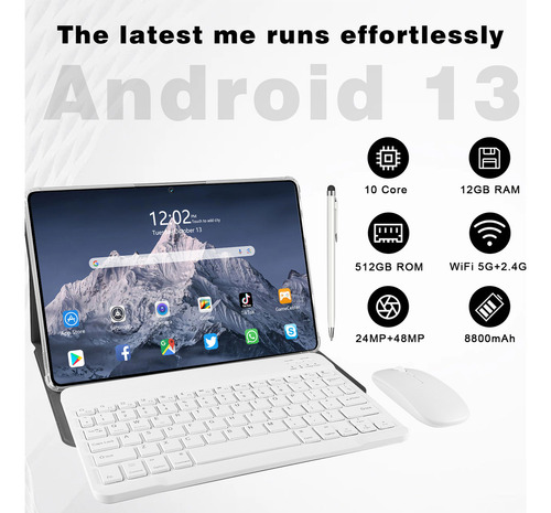 Tablet HANCDON S12 Gpt Android 13 12gb+512gb/1tbtf Ram 5g Wifi Bluetooth 5.0 10 Core Con Funda Teclado Lápiz Óptico Auriculares Pantalla 11.6 Hd Ips