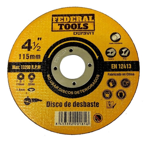 Disco De Corte 115 X 1 Mm 10u Federal Tools P/ Amoladora