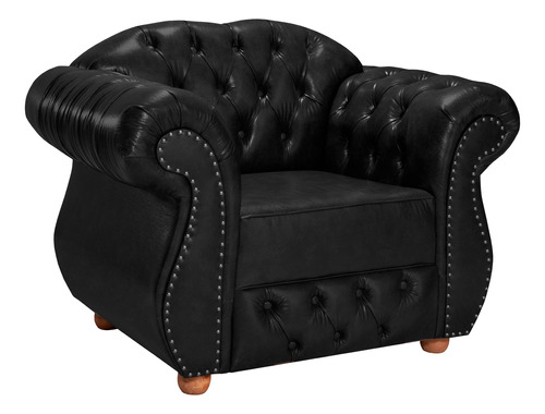 Poltrona Chesterfield Merlô Via Encanto Courano Preto