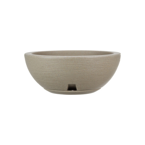 Imagen 7 de 7 de Maceta Floridis Plástico Bowl Premium 30x13 Cm Simil Piedra + Plato Color Beige
