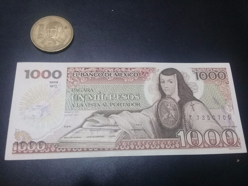 Billete Y Moneda 1000 Pesos Sor Juana
