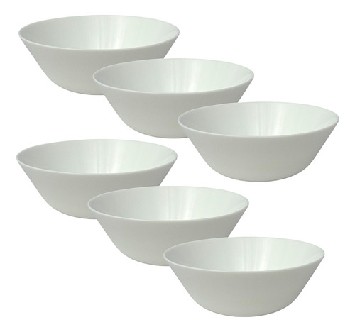 Bowl Tigela Cumbuca Vidro Opalino Branco 550ml Mesa 6 Peças