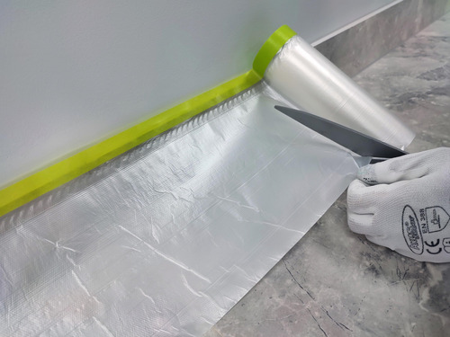 2 Rollos, Cinta Adhesiva Con Plástico Protector Para Cubrir