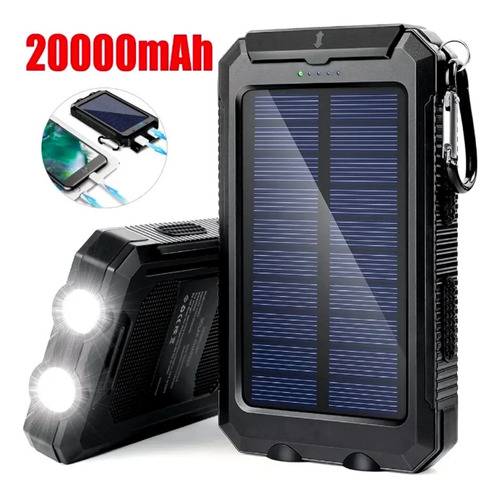 Cargador Portátil 20000 Mah Batería Solar Usb Doble Celular 