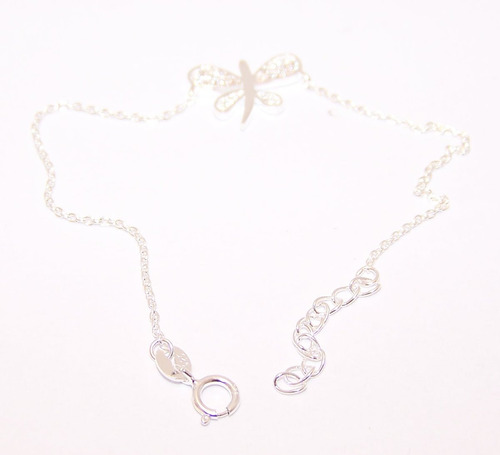 Pulsera Plata 925 Dije Mariposa Con Cubic 18cm Diámetro 2 Cm Largo 18 Cm