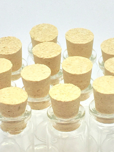 Imagen 2 de 5 de Frascos Vidrio 15 Ml Con Corcho × 50 Unidades Mini Botellas