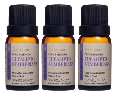 Óleo Essencial Eucalipto Staigeriana 10ml - Via Aroma - 3 Un