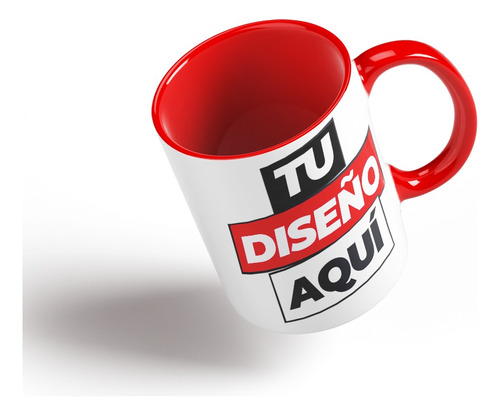 Tazón Taza Personalizada Con Color Interior - Asa Rojo