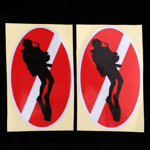 2 Piezas Etiqueta Engomada Buceo Con Accesorios Diver Down