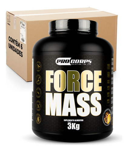 6 Force Mass 3kg Pro Corps Suplemento Para Ganho De Massa - Sabor Variados