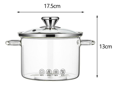 Olla De Vidrio Para Estufa Con Tapa, Utensilios De 1.3l
