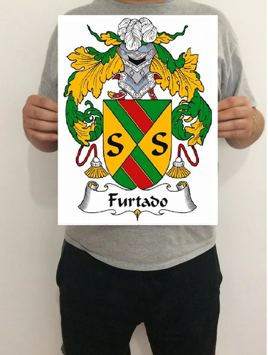 Pôster Heráldica Brasão Da Família Furtado 32x43 Cm