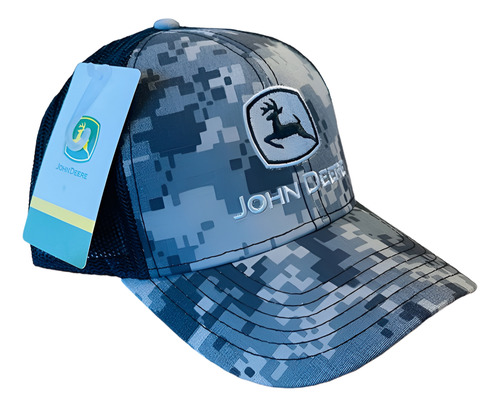 Gorra John Deere Camuflaje Cuadros Y Malla Negra