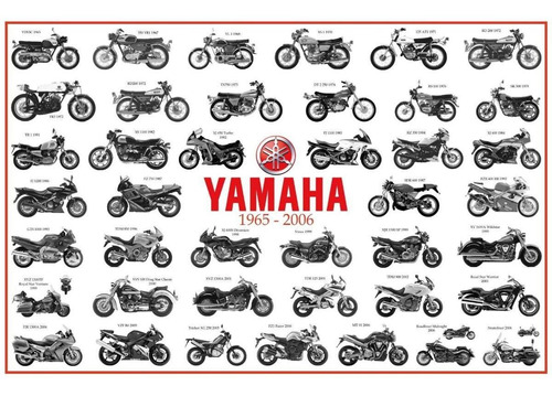 Lienzo Tela Historia Motocicletas Yamaha 1965 - 2006 60 X 90
