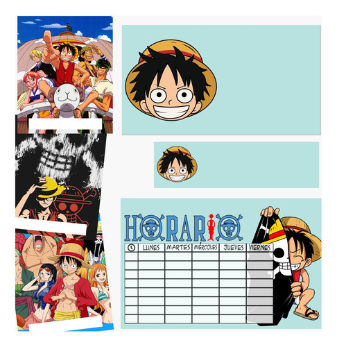 Kit Escolar Imprimible Editable One Piece Luffy