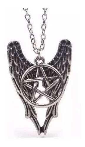 Colar Supernatural Sobrenatural Castiel Asas E Pentagrama