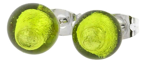 Glassofvenice Aretes Con Bola De Cristal De Murano - Verde L