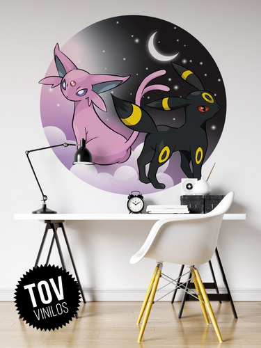 Vinilo Decorativo Tov Espeon Umbreon Pokemon X  L