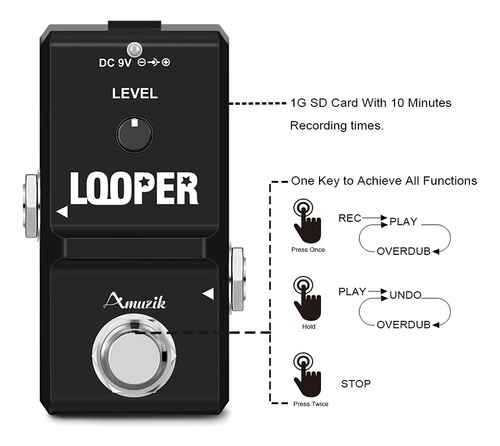 Pedal De Efecto De Loop Amuzik Tiny Loop Pedal Para