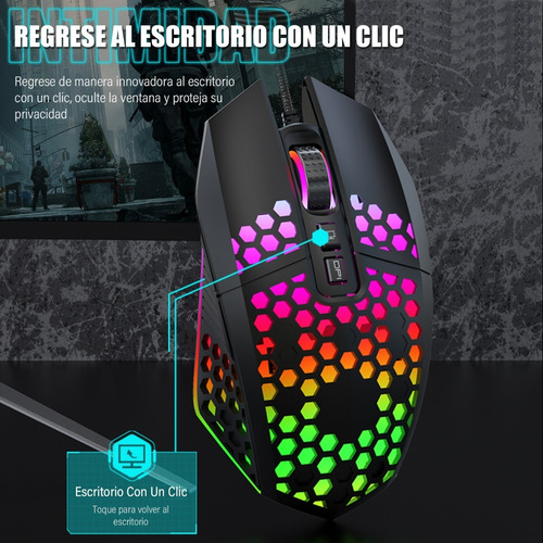 Mouse Ergonómico Y Programable Con Cable Para Videojuegos