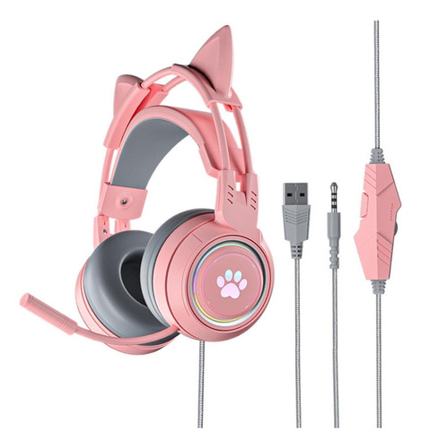 Auriculares Para Juegos Con Cable Sy-g25 Con Micrófono Rosa