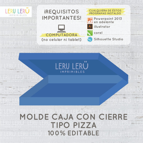 Kit Imprimible Molde Caja Tipo Pizza Pequeña (editable)