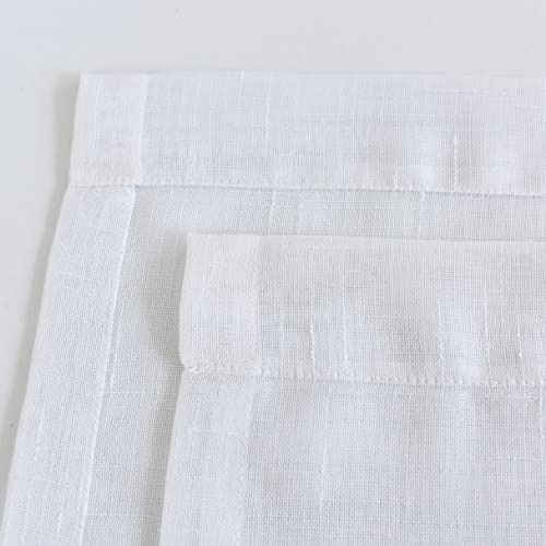 Conjunto De 2 Paneles De Cortina De Lino Blanco Transparente