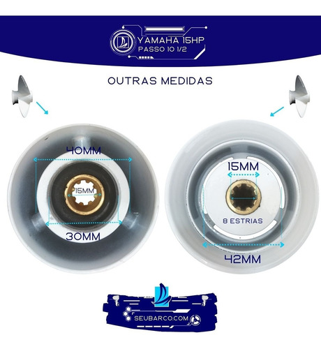 Imagem 8 de 10 de Hélice Para Motor De Popa Yamaha 15 Hp 9 1/4 X 11
