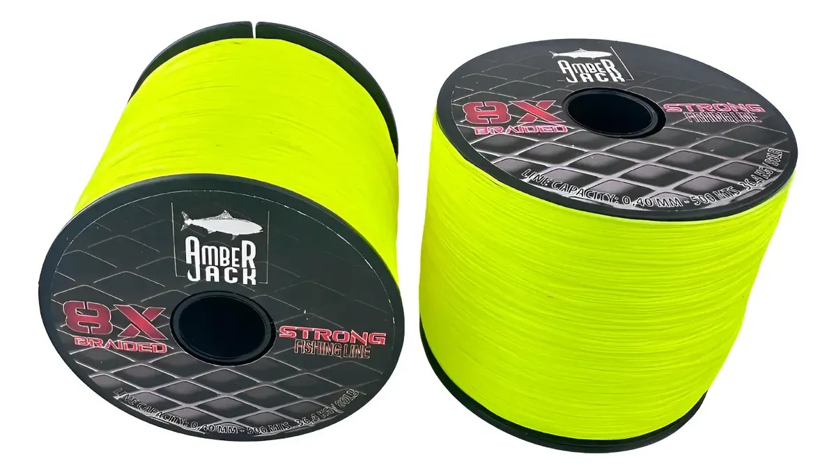 Multifilamento Amberjack 8x Bobina 500 Mts Todas Las Medidas Color Amarillo 0.40 Mm - Resistencia 36.4 Kg - 80 Lbs