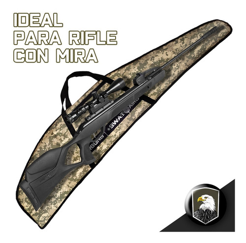 Imagen 3 de 10 de Funda Rifle Mira 125 Cm Acolchada Camu Pixel Swat Airguns