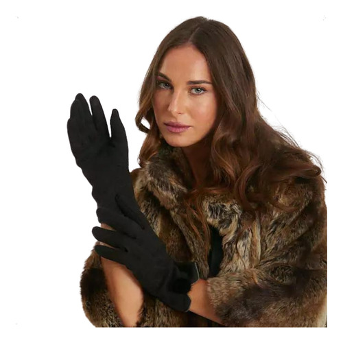 Guantes De Tela Mujer Invierno Touch Interior Piel Elegante 