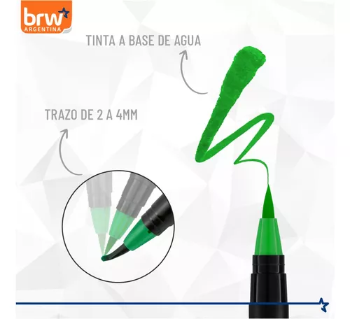 Marcador Brw Brush Pen Profesionales Acuarelable X12