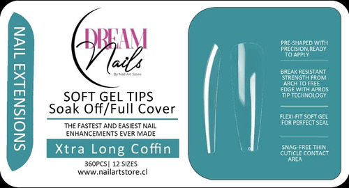 Soft Gel Tips Soak Off Full Cover / Xtra Long Coffin