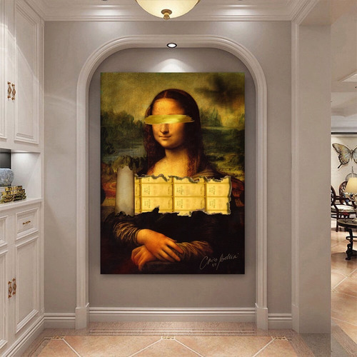 Cuadro Mona Lisa Exgrande Gold Grafitti Canvas Hd 140x100